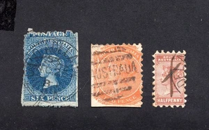 South Australia 1867-83 group of stamps SG#57+160+182 used CV=31.2$ - Picture 1 of 2