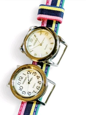 Reloj Chisme Vintage Correa Arco Iris con Dos Caras de Reloj Deslizantes Reemplazables Foto 1 de 4