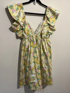 For Love & Lemons M Tamar Mini Dress Floral Puff Sleeve Romantic - Picture 1 of 10