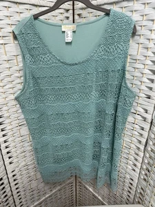 Alessa W Collection Women's Smocked Lace Top Blouse Mint Sz16 - Picture 1 of 11