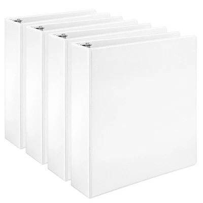 3 Ring Binders, 2 Inch, 4 Pack, D-Ring Organizer for School, Home Office, White - Image 1 of 4