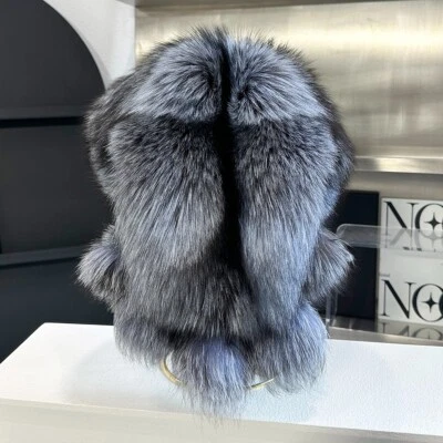 Женская полностью покрытый реальный лисий мех шляпа Русский ушанка казачья шляпа теплый лыж крышка - Изображение 1 из 4