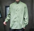 Mens Autumn Fashion Stand Collar Long Sleeve Loose Shirt Casual Retro Blouses