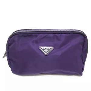 PRADA Triangle logo accessory case Cosmetics Pouch Nylon purple - Foto 1 di 10
