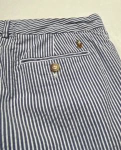 Neu mit Etikett Polo Ralph Lauren Jungen 16 gestreifte Seersucker Shorts blau weiß maritim - Bild 1 von 12
