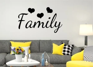 Familie Wandaufkleber Herzen Zitat Wohndeko Vinyl Kunst Abziehbild Worte Liebe Zum Selbermachen - Bild 1 von 14