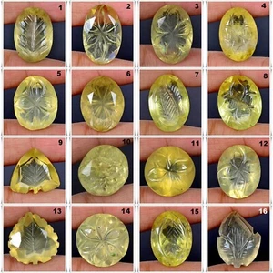368 Ct. Natural Lemon Quartz Citrine Beautiful Carving Mix Shape Untreated Gems - Picture 1 of 3