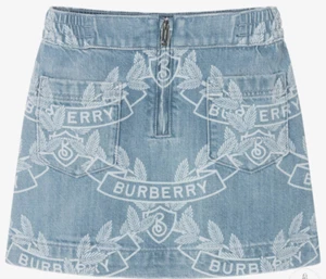 BURBERRY Girls Blue Oak Leaf Creek Denim Skirt NWT - Picture 1 of 14