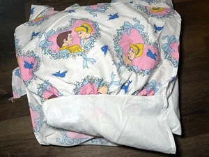 Vintage Disney Princess Cinderella 90's Rare Double Bed Skirt Pink Hearts - Picture 1 of 9
