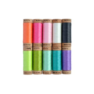 Aurifil Thread 10 SMALL SPOOLS COTTON 80WT 80wt + Neon by Tula Pink 300yds each - Picture 1 of 2