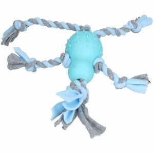 Blue Small Dog Puppy Fleecy Man Rubber Play Toy Great For Teeth & Gums - Picture 1 of 3