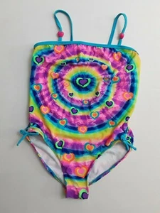 OP Heart Colorful Tye Dye Girls One Piece Swimsuit Size XL 14/16 NWOT - Picture 1 of 11