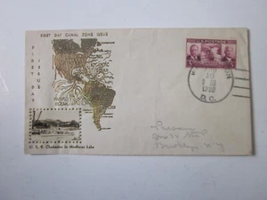 US COVER 1939 PANAMA CANAL 2ND DAY 856 GOLD USS CHARLESTON CROSBY PICTURE CACHET - Bild 1 von 3