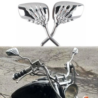 Espejos retrovisores cromados con garra manual calavera para motocicleta Suzuki Savage 650 LS650 Foto 1 de 4