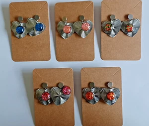heart shaped cabochon post earrings - Picture 1 of 6