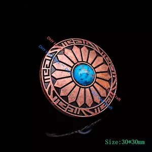 10X Antique Copper Flower Carved Turquoise Belt Conchos For Wallet Leathercraft - Picture 1 of 10