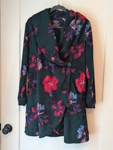 CuddlDuds Fleece Stretch Shawl Collar Cardigan Small Green Floral Jacket  - Picture 1 of 13