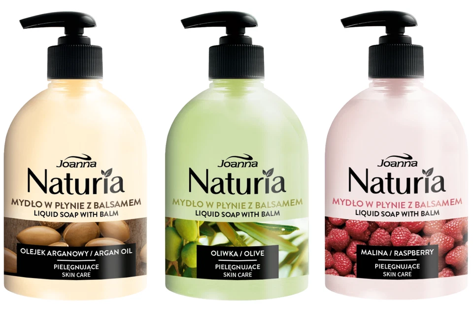 JOANNA NATURIA LIQUID SOAP WITH BODY LOTION ARGAN OIL / OLIVE OIL / RASPBERRY - Image 1 of 2