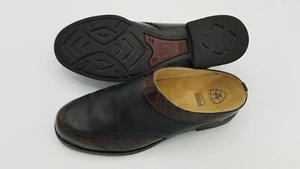 Ariat 94302 Black Leather Croc Print Slip On Mules Heel Shoes Women's US 6 B Med - Picture 1 of 10
