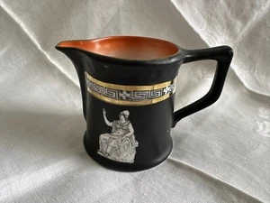 Royal Bayreuth black china cream pitcher 3in Grecian figures Corinthian Germany - Picture 1 of 5