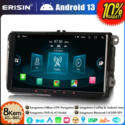 8-Kern 9" Android 14 GPS Autoradio für VW Passat B6 Golf V VI 5 6 Polo CC Tiguan - Bild 1 von 4