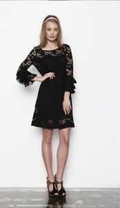 Trelise Cooper Dress SizeAU/UK 10 US 8 Mini Black Lace Pompadour Frisky Business - Picture 1 of 6