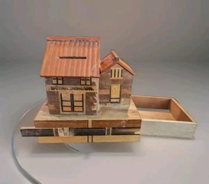VINTAGE années 30 JAPONAISE Puzzle Boîte Banque "Banque Nationale d'Epargne" - Photo 1/8