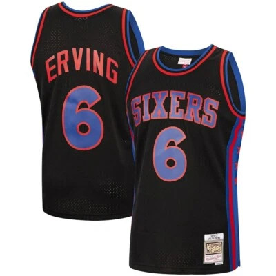 Philadelphia 76ers Julius Erving Mitchell Ness Black Reload 2.0 Swingman Jersey - Image 1 of 3