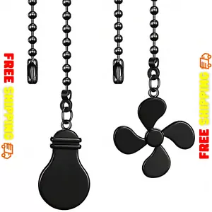 12" Ceiling Fan Pull Chain Set Fan & Light Pull Chain Extender with Connector - Picture 1 of 5
