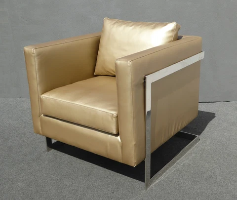 Vintage Contemporary Style Gold Vinyl & Chrome Accent Chair Cover