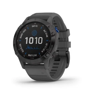 GPS Garmin Fenix 6 Pro Solar Edition noir + bracelet gris ardoise 32 Go - Très bon état - Photo 1 sur 6