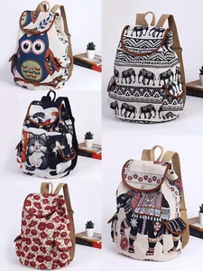 Ladies Embroidery Canvas Backpack Children School Travel Gym Shoulder Bag TB - Picture 1 of 13
