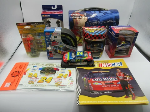 NASCAR Jeff Gordon #24 Lot Dupont Lunchbox Ornaments Bobblehead Mega Bloks more Cover