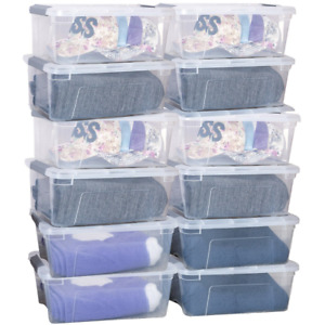 12 Pack 156 Quart "13 Q Each" Latch Stack Storage Box Tubs Bin Clothes Container