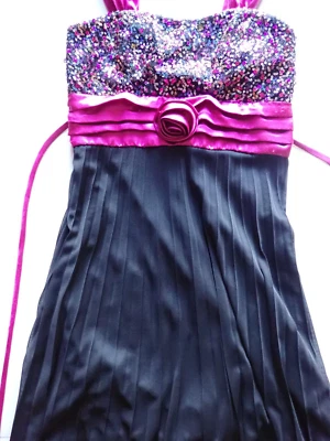 Vestido para niñas talla 12 sin palabras sin mangas ocasión especial negro lentejuelas formal Foto 1 de 4