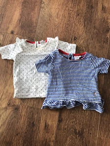 Boots Mini Club Baby Girl 9-12 Months Top Tshirt Striped Breton Spotty Polka Dot - Picture 1 of 8