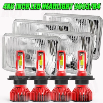 4pcs Fit Buick Regal Grand National 1982-1987 4X6" LED Headlights HI-LO Beam aa - Image 1 of 4