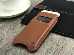 iPhone 12 Pro Max Case TAN Leather NueVue SANITIZING Screen Cleaning Lining - Picture 1 of 8
