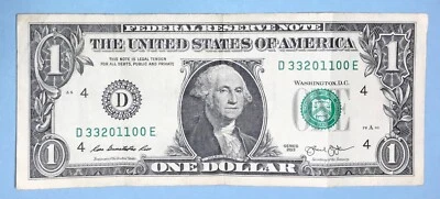 March 3, 2011 Birthday Note $1 One Dollar Bill D 33201100 E ( 3 - 3 - 2011 _ _) - Image 1 of 2
