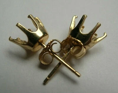 SOLID 14K GOLD 5x7 OVAL EARRING SETTINGS - Image 1 of 3