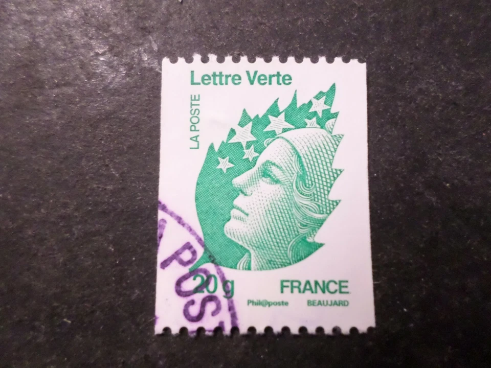 FRANCE 2011, timbre ROULETTE 4597b, VARIETE' sans NUMERO au DOS oblitéré - Photo 1/2