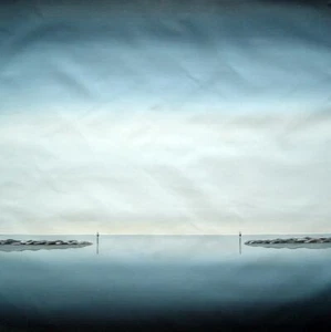 Pintura al óleo decorativa paisaje marino 32x32 rompeolas en mar - Imagen 1 de 1