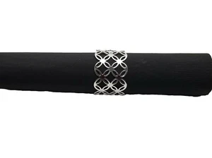 Silver metal napkin rings diamond / circle design - 6 pieces 1.75 inch dia. - Picture 1 of 2