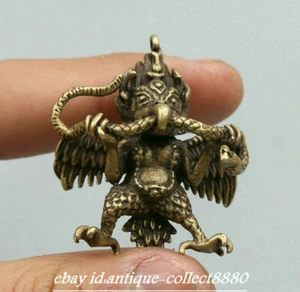 Collect Nepal Tibetan Buddhism Bronze Garuda Dhwaja Buddha Amulet Pendant 1.6"  - Picture 1 of 7