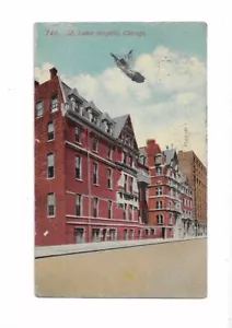 Cartolina St. Luke's Hospital Chicago 1914 veduta architettonica d'epoca - Foto 1 di 2