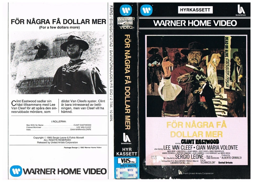 FOR A FEW DOLLARS MORE (1) / SWEDISH VIDEO SLEEVE / WARNER VIDEO LABEL - Image 1 of 1