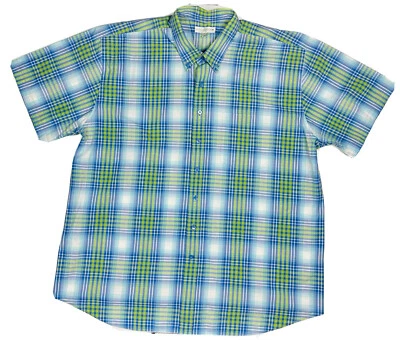 Cutter & Buck Men's Short Sleeve Shirt Size 2XB Blue & Green Plaid Big & Tall - Image 1 of 4