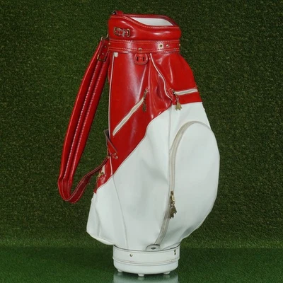 HOT-Z STAFF BAG 6 WAY. 9” TOP GOLF BAG, RED/WHITE MADE IN USA ~ VINTAGE!! - Image 1 of 4