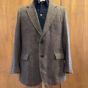 Pendleton Wool Jacket 90s Made in USA Brown Leather Buttons - Picture 1 of 11