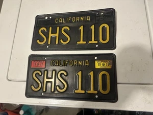 Vintage 1963 California License Plates Front/Back rBlack & Yellow Pair 1972/1973 - Picture 1 of 9